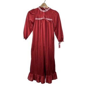 NWT Laura Dare Girl's 10 Red Christmas Valentine's Long Nightgown 2 PC Set USA